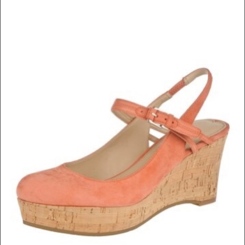Via Spiga Suede Gracie Mary Jane Slingback Wedge in Size 6